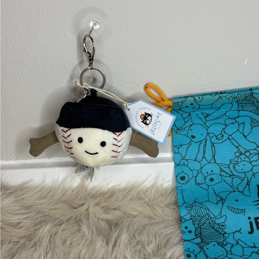 Jellycat Baseball Bag Charm with dust bag